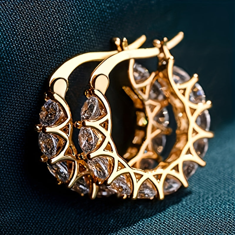 Ingrid — Zirconia-Inlaid Circle Hoop Earrings