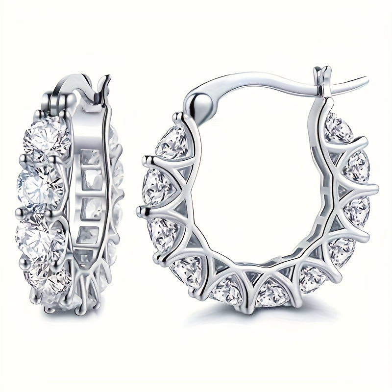 Ingrid — Zirconia-Inlaid Circle Hoop Earrings