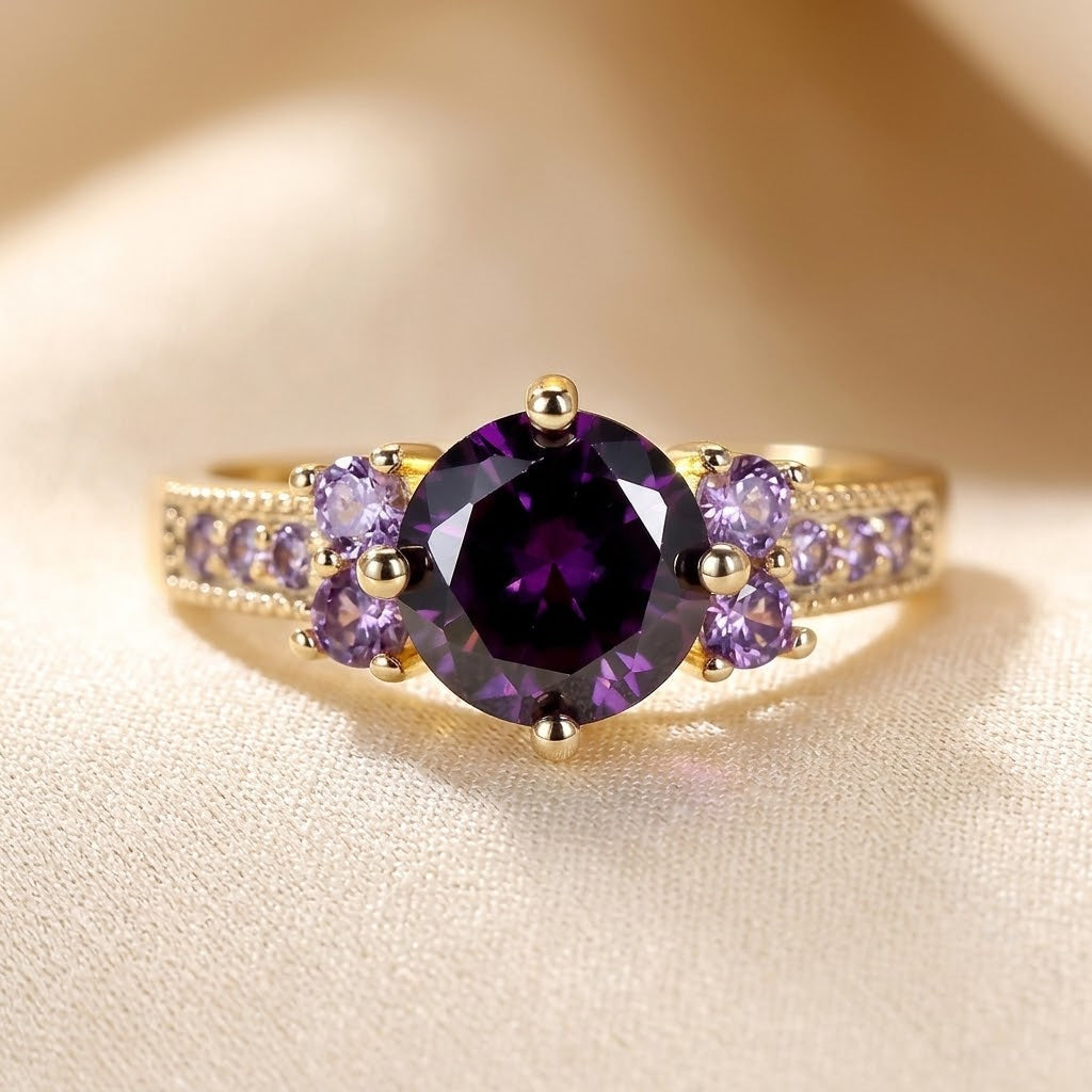 Edwige — Gold Amethyst Accent Ring