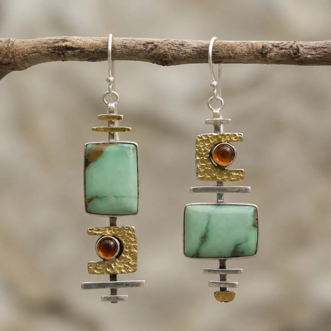 Boho Vintage Geometric Drop Hook Earrings