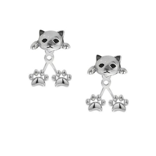 Adaline — Cat Head Paw Drop Earrings