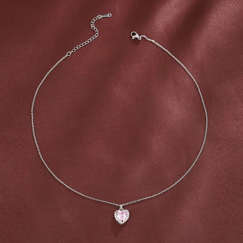 Alina — Pink Heart Zirconia Necklace