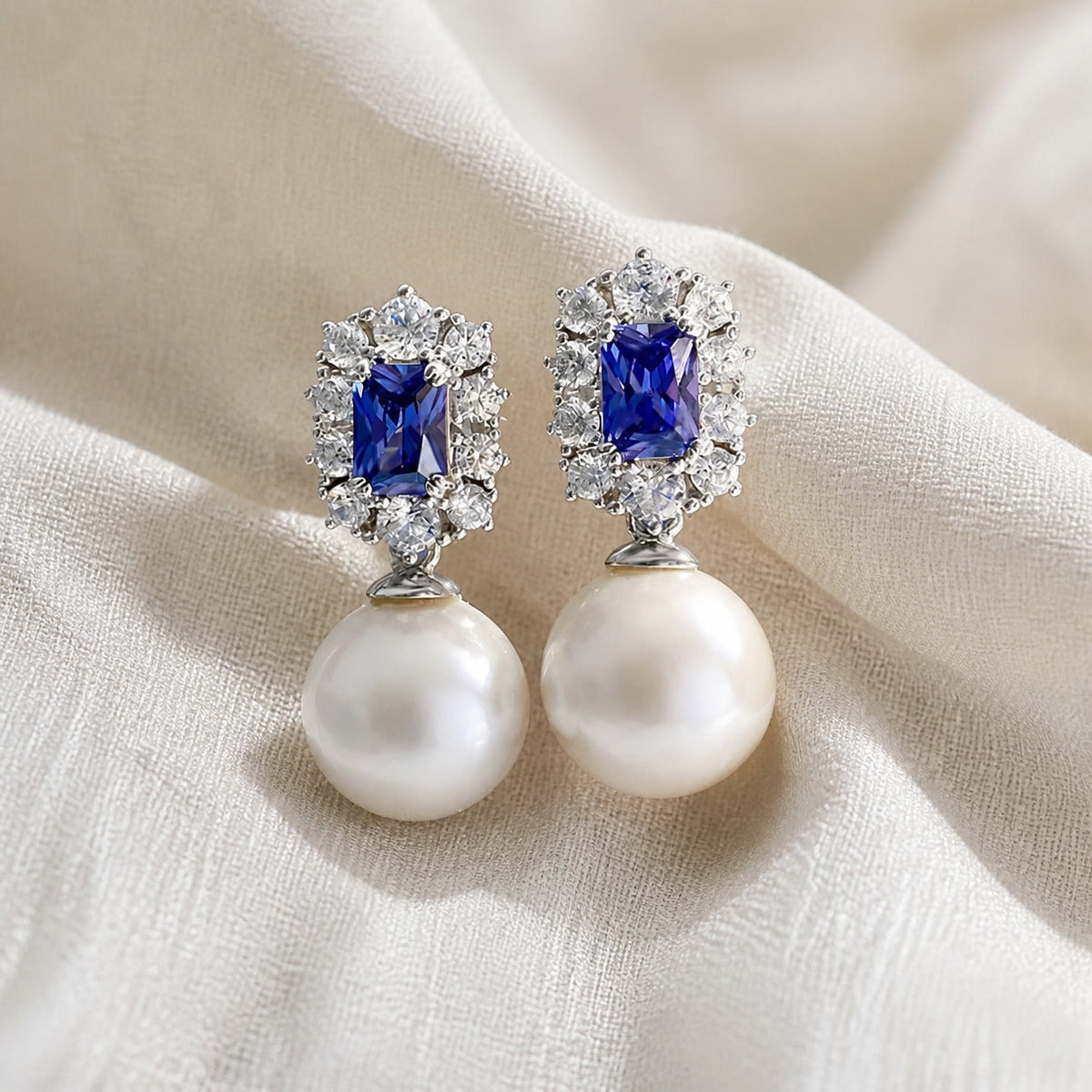 Katerina — Pearl Sapphire Keepsake Earrings