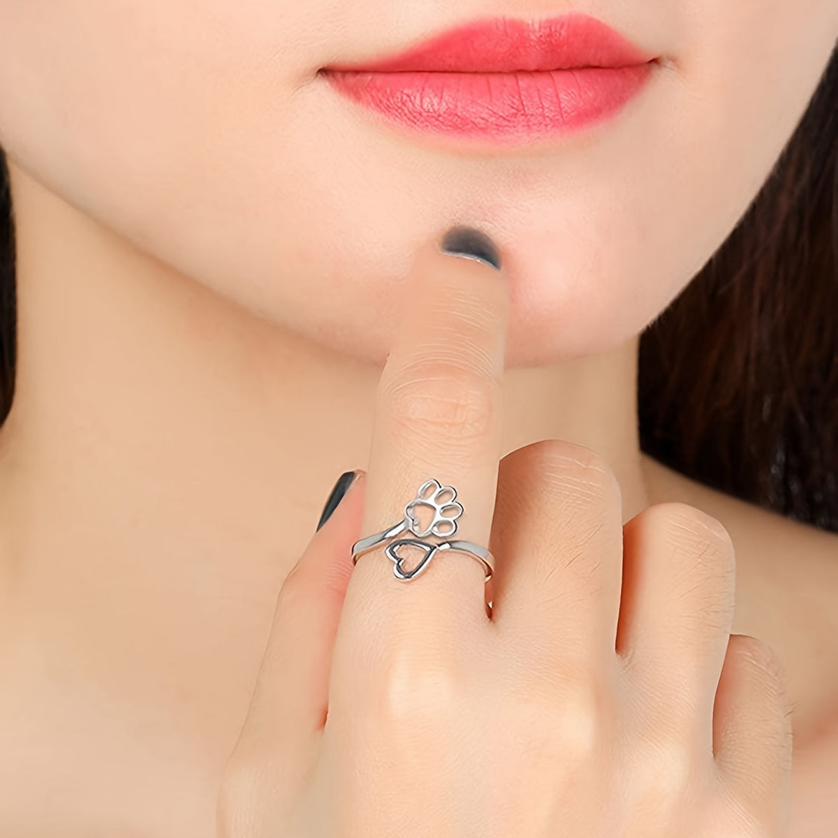 Sunny — Paw Print & Heart Ring