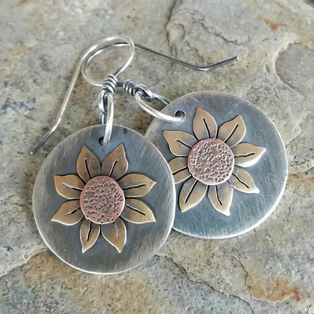 Vintage Rounded Sunflower Earrings