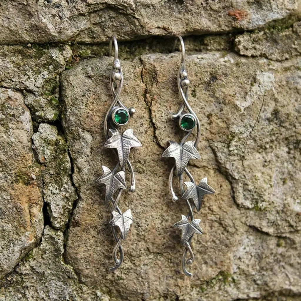 Vintage plant leaves vine earrings