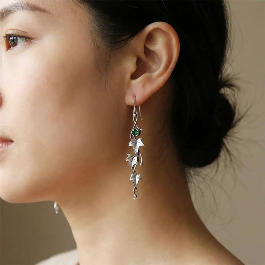 Vintage plant leaves vine earrings