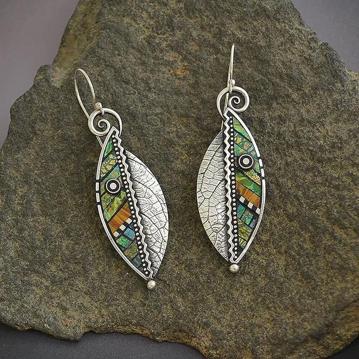 Esme — Bohemian Mozaic Leaf Earrings