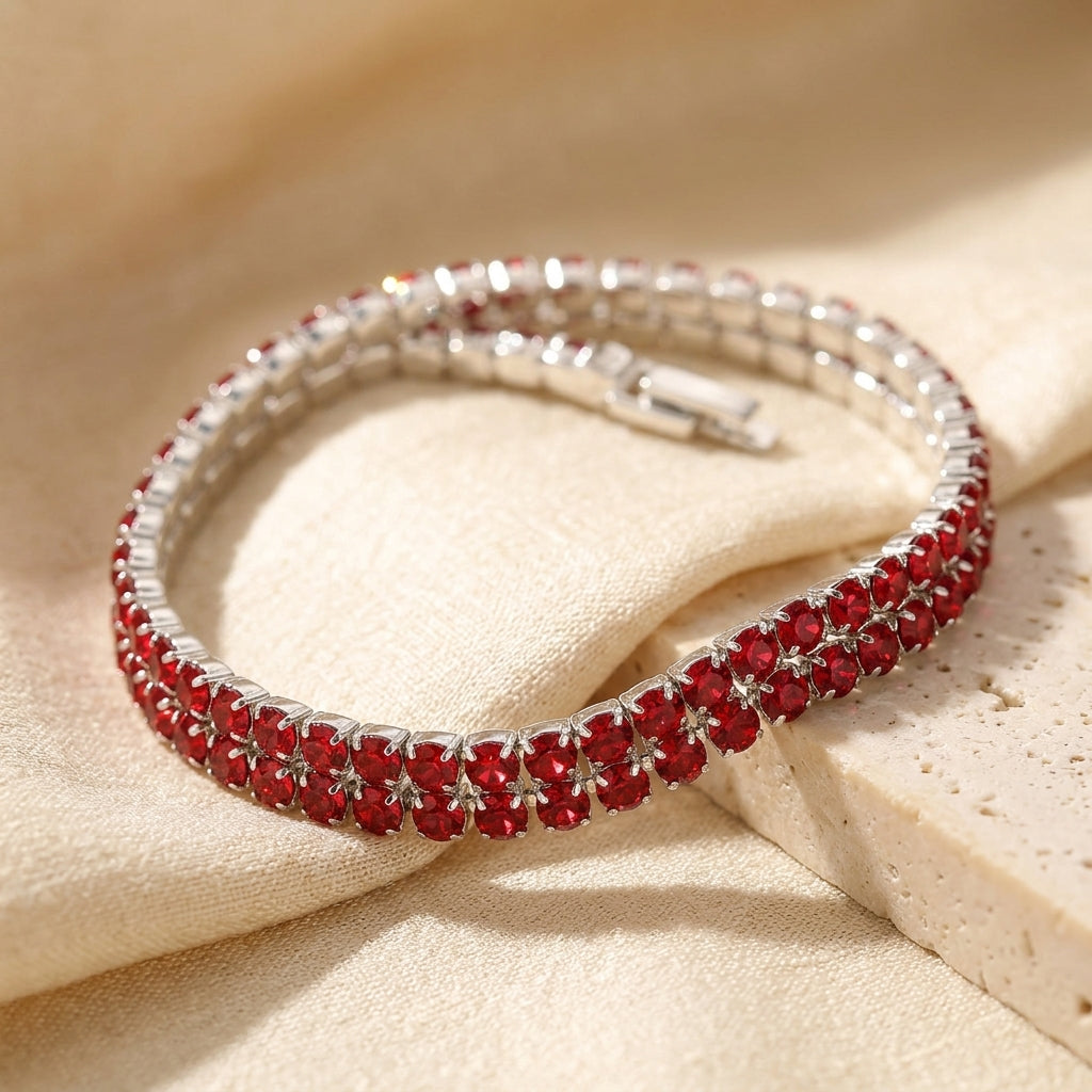 Olympe — Silver Ruby Tennis Bracelet