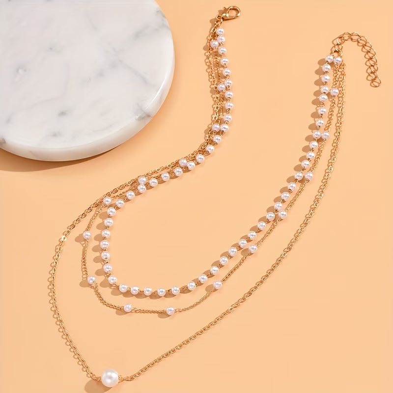 Bianca — Trinity Layered Pearl Necklace Set