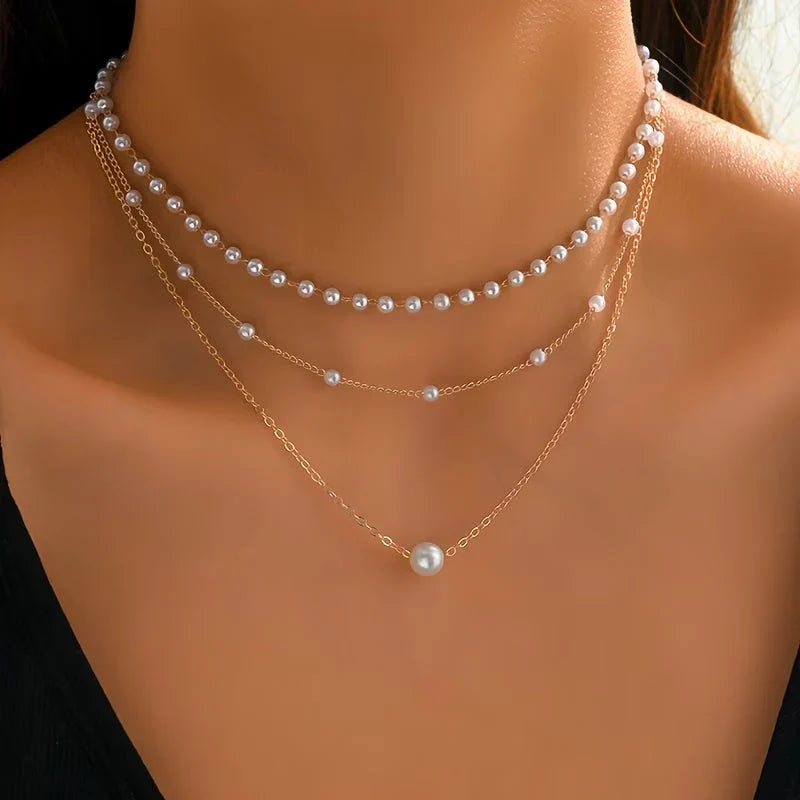 Bianca — Trinity Layered Pearl Necklace Set