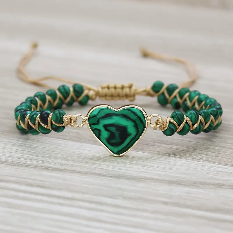Johanna — Boho Adjustable Heart Stone Bracelet