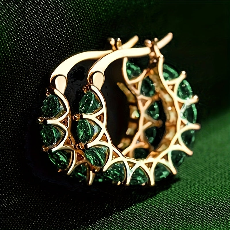 Ingrid — Zirconia-Inlaid Circle Hoop Earrings