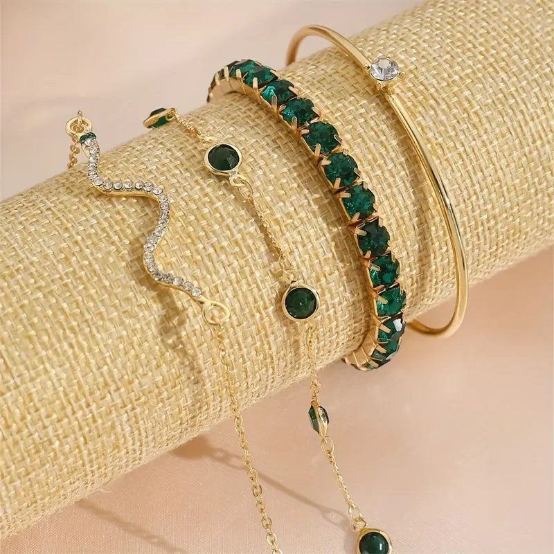 Lumi — Green Stone Bracelet Set