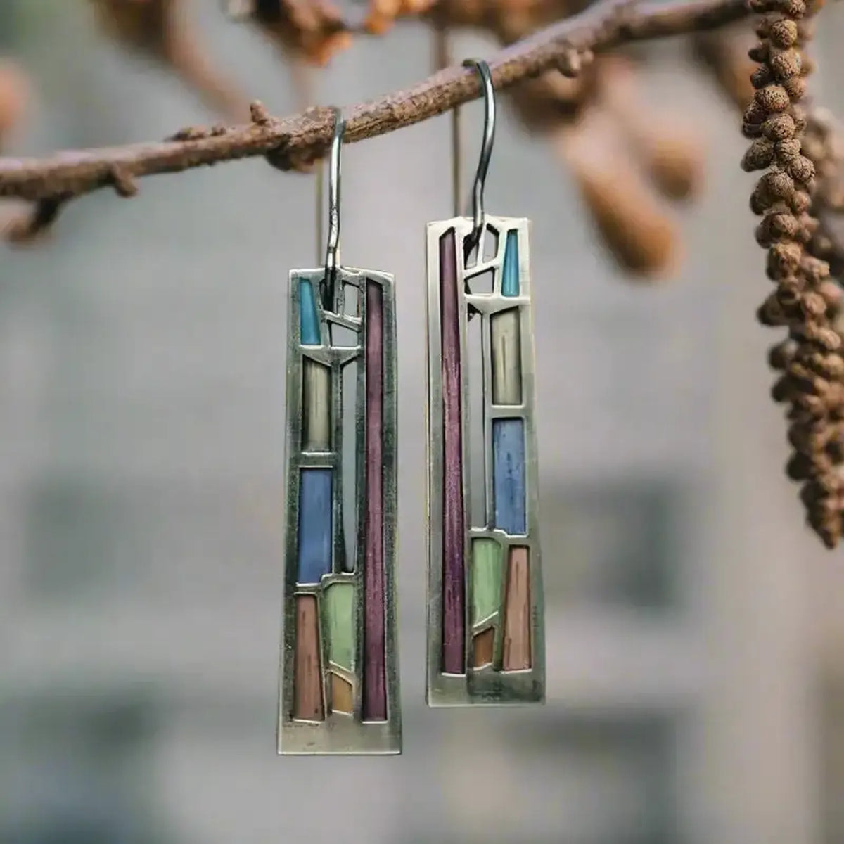 Dorothy — Mosaic Silver Vintage Earrings