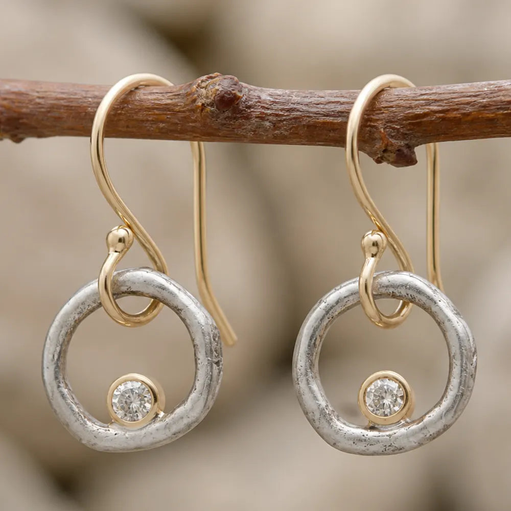 Vintage Gold & Silver Zirconia Earrings