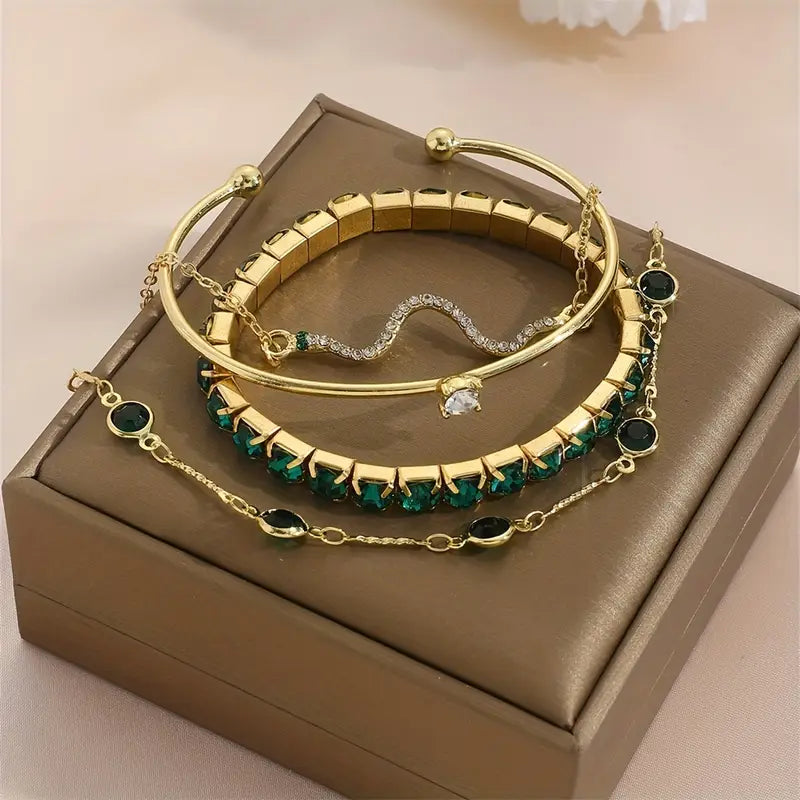 Lumi — Green Stone Bracelet Set
