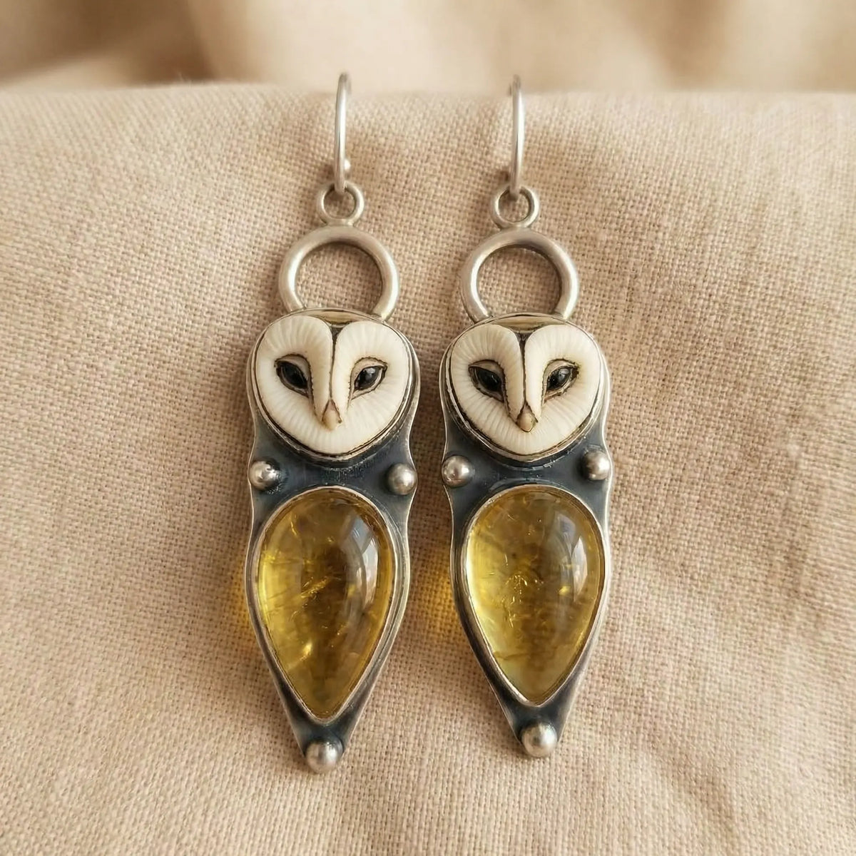 Moonlight Stone Owl Earrings