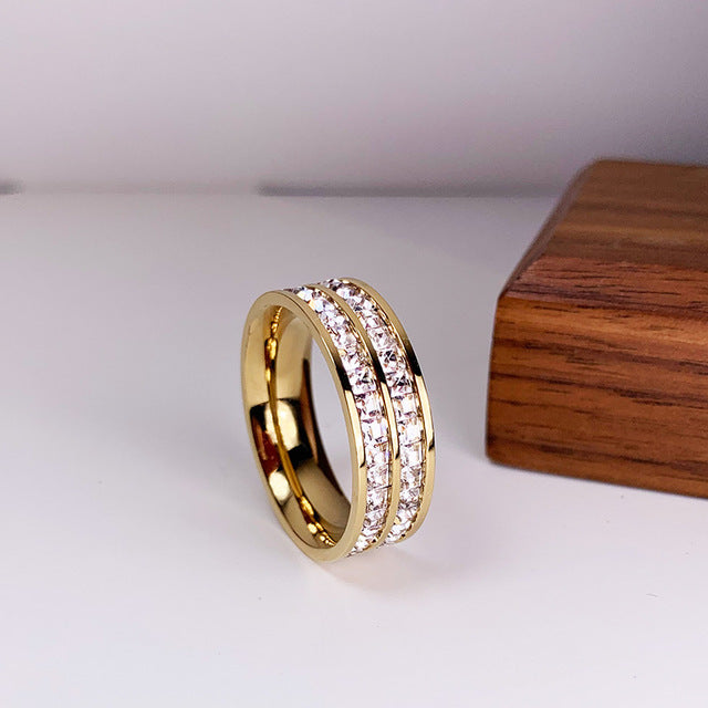 Whitney — Elegant Ring with Double Cubic Zirconia Inlay