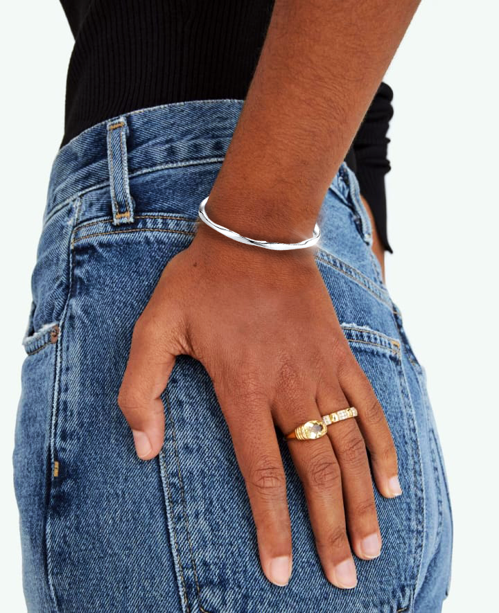 Thick Adjustable 925 Silver Cuff with Irregular Shape