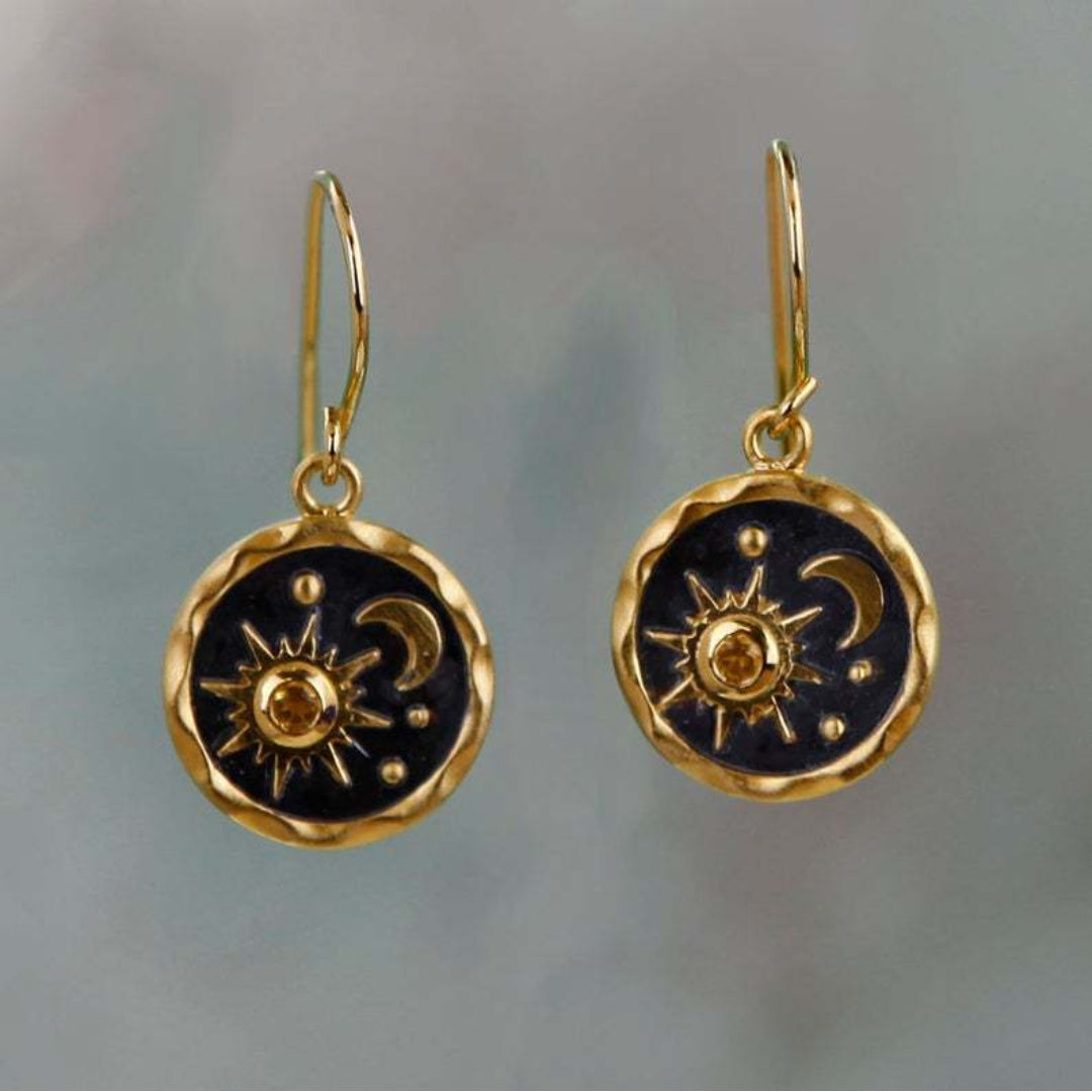 Elegant Bohemian Sun & Moon Earrings
