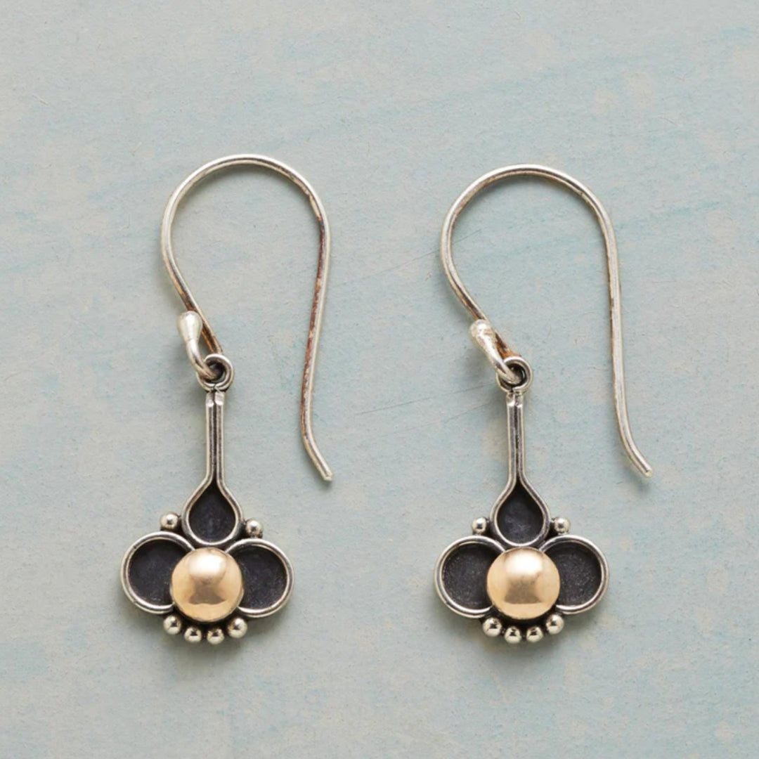 Helena — Boho Clover Earrings with Pearls in Gold