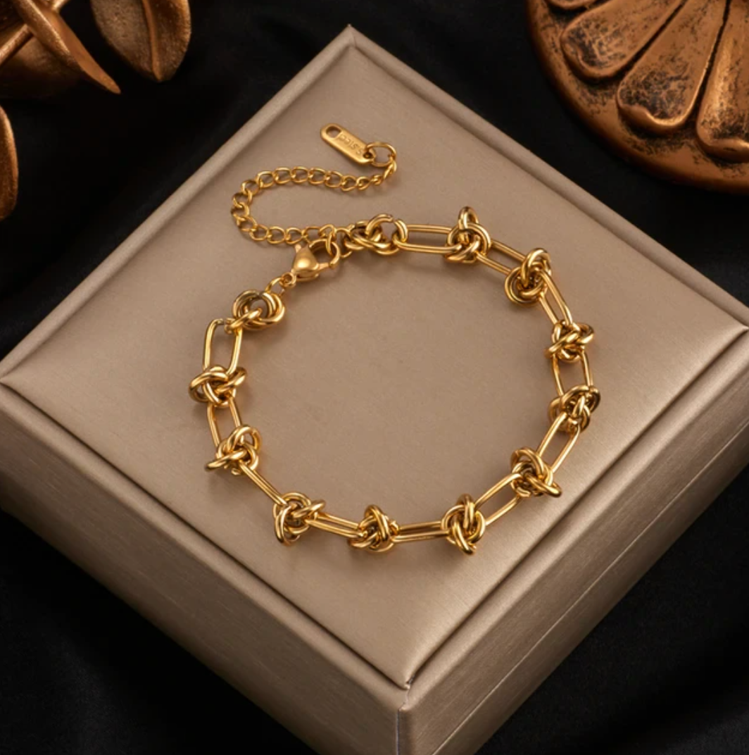 18K Gold-Plated Bracelet with Modernist Chain