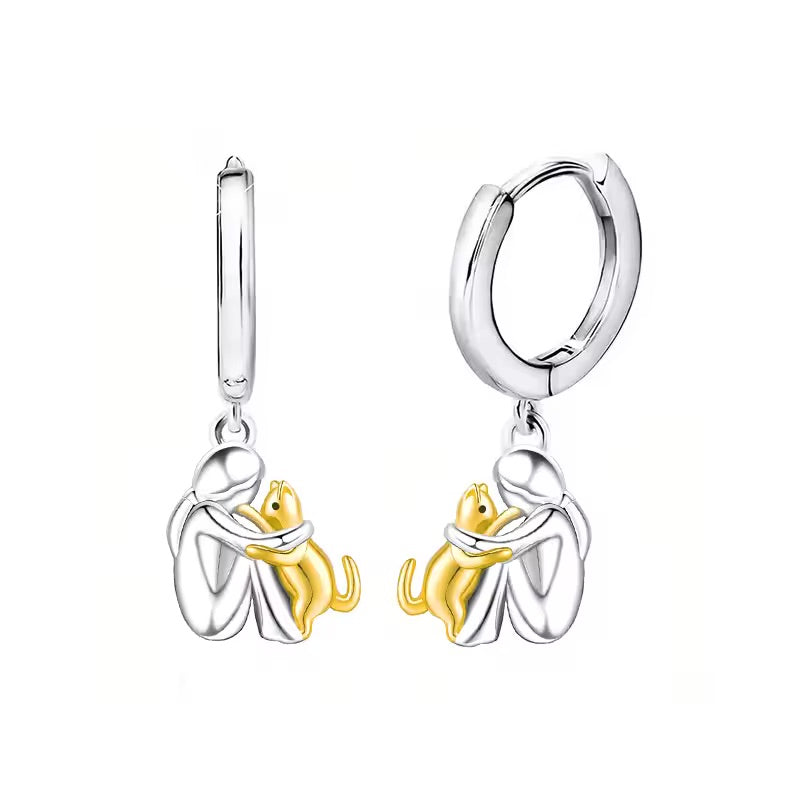 Sadie — Cat Hug Pendant Necklace with Bonus Earrings