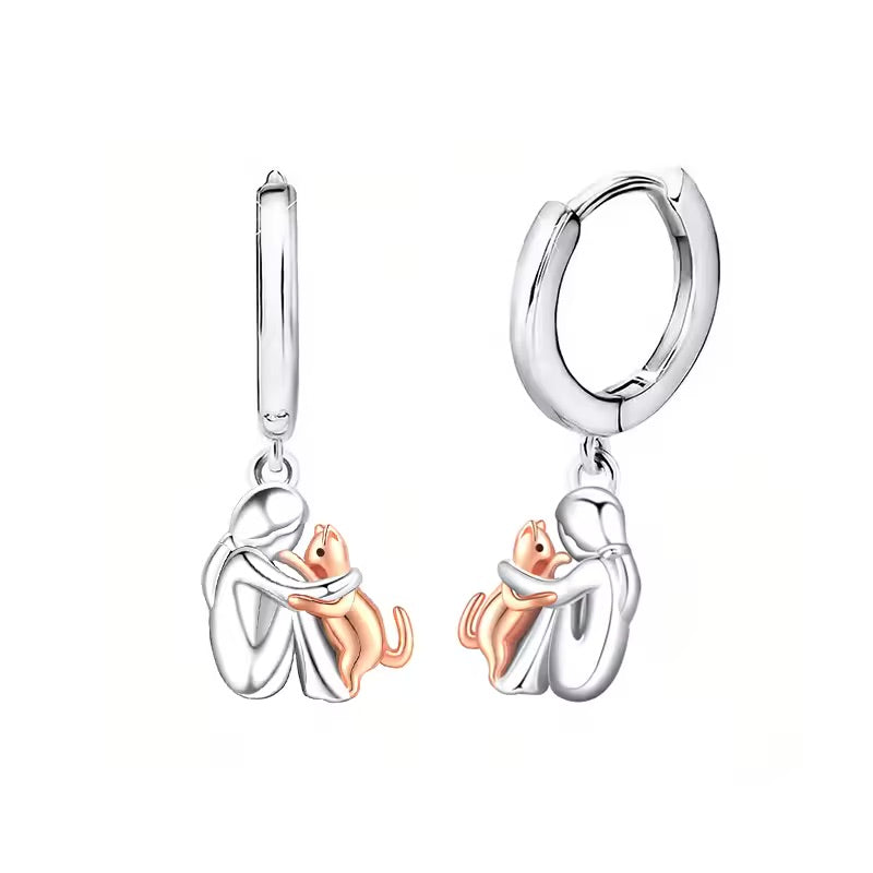 Sadie — Cat Hug Pendant Necklace with Bonus Earrings
