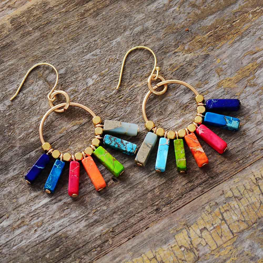 Calista Chakra Stone Cascade Earrings