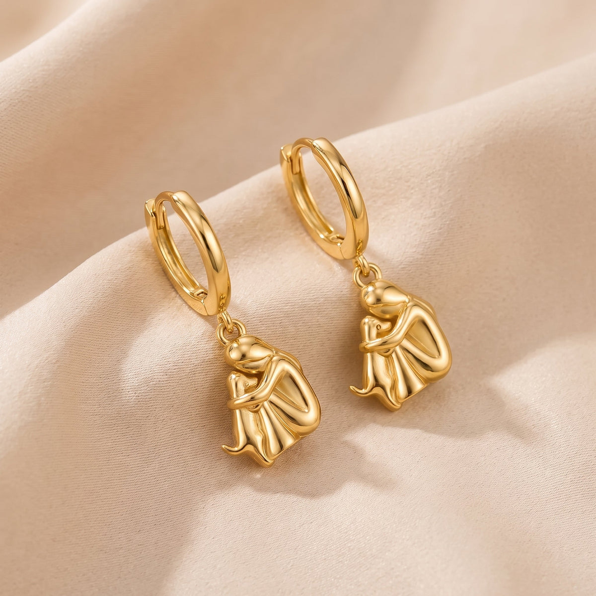 Luna — Woman & Dog Embrace Earrings