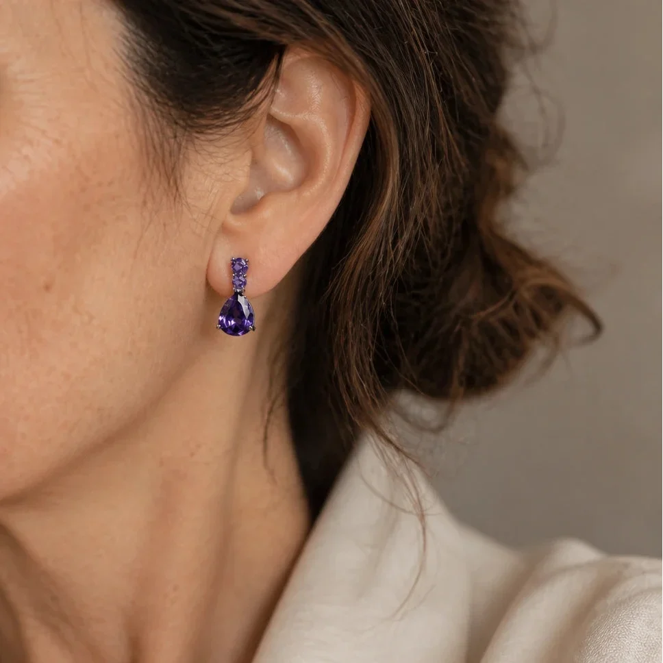 CF Component — Amethyst Drop Earrings