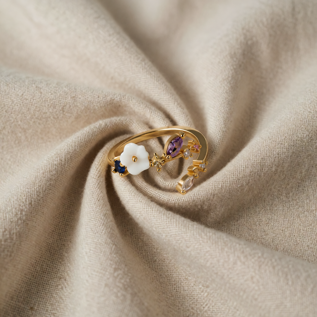 Kevät — Spring Flower Crystal Ring