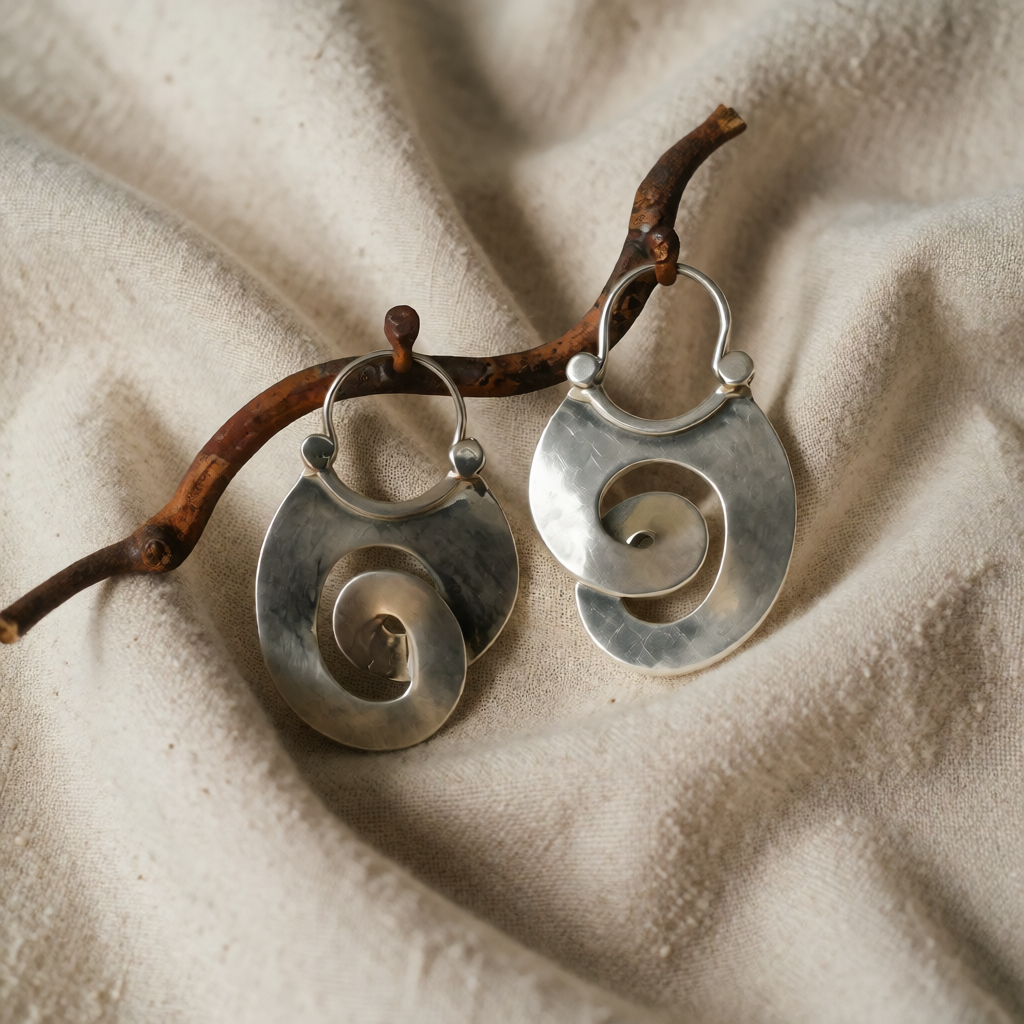Kierre — Silver Spiral Dance Earrings