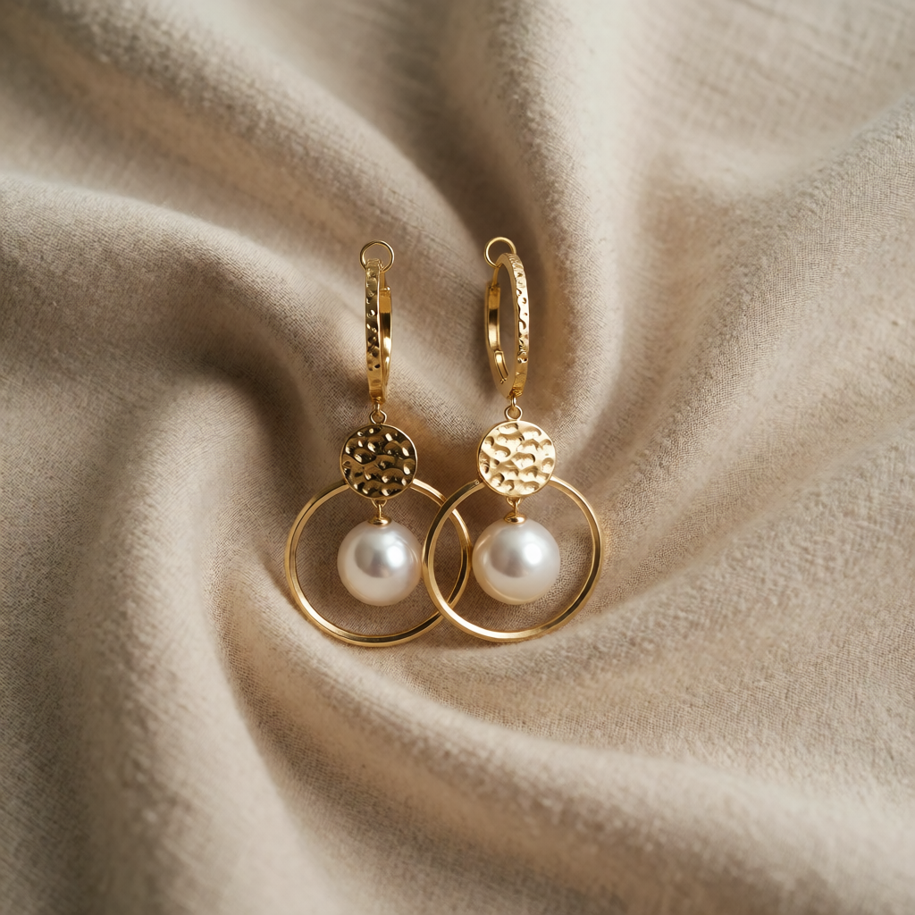 Vesa — Pearl and Gold Sculpted Earrings