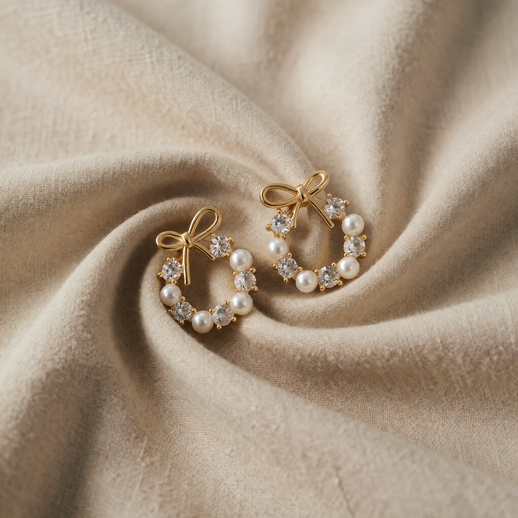 Nauha — Pearl Bow Earrings