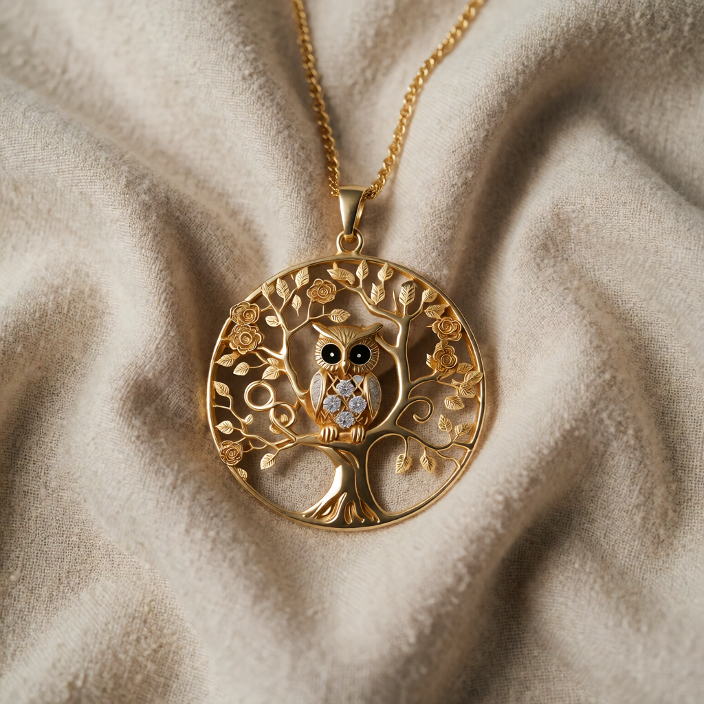 Odette — Gold Owl Tree of Life Pendant Necklace