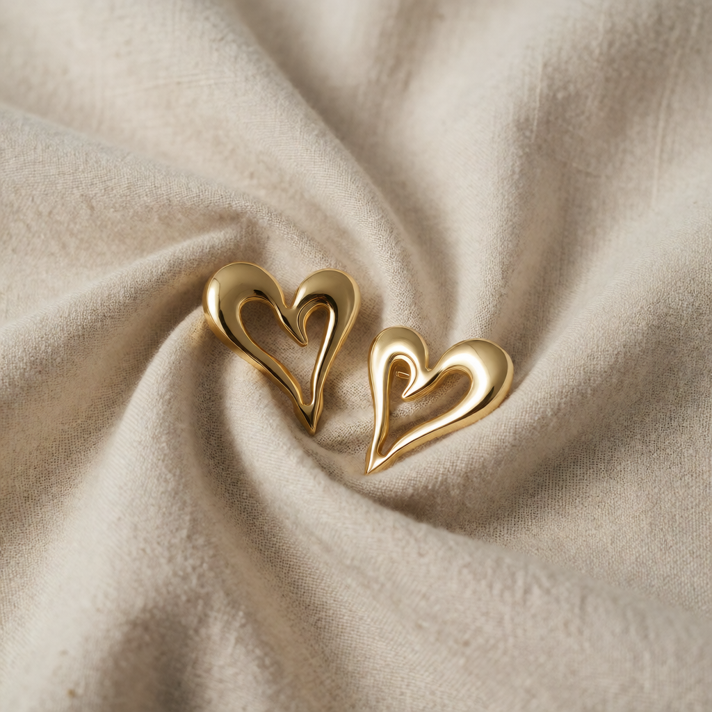 Aisti — Gold Open Heart Stud Earrings