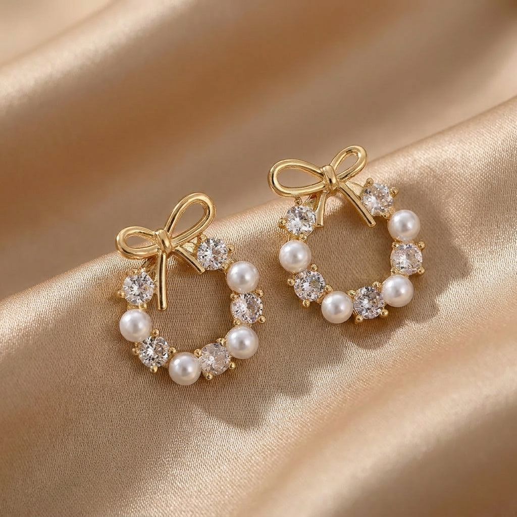 Nauha — Pearl Bow Earrings