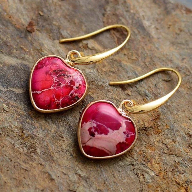 Rosamund Red Jasper Heart Drops