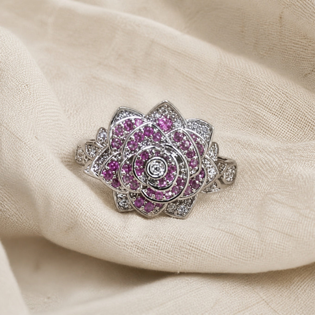 Floral Majesty Silver Ring