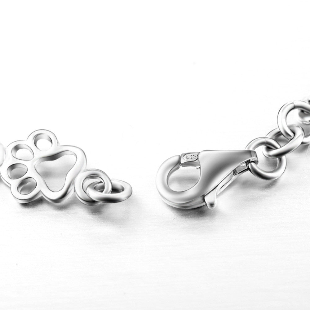 Olympia — Limited Edition Pure Silver Dog Paw and Bone Charms Bracelet