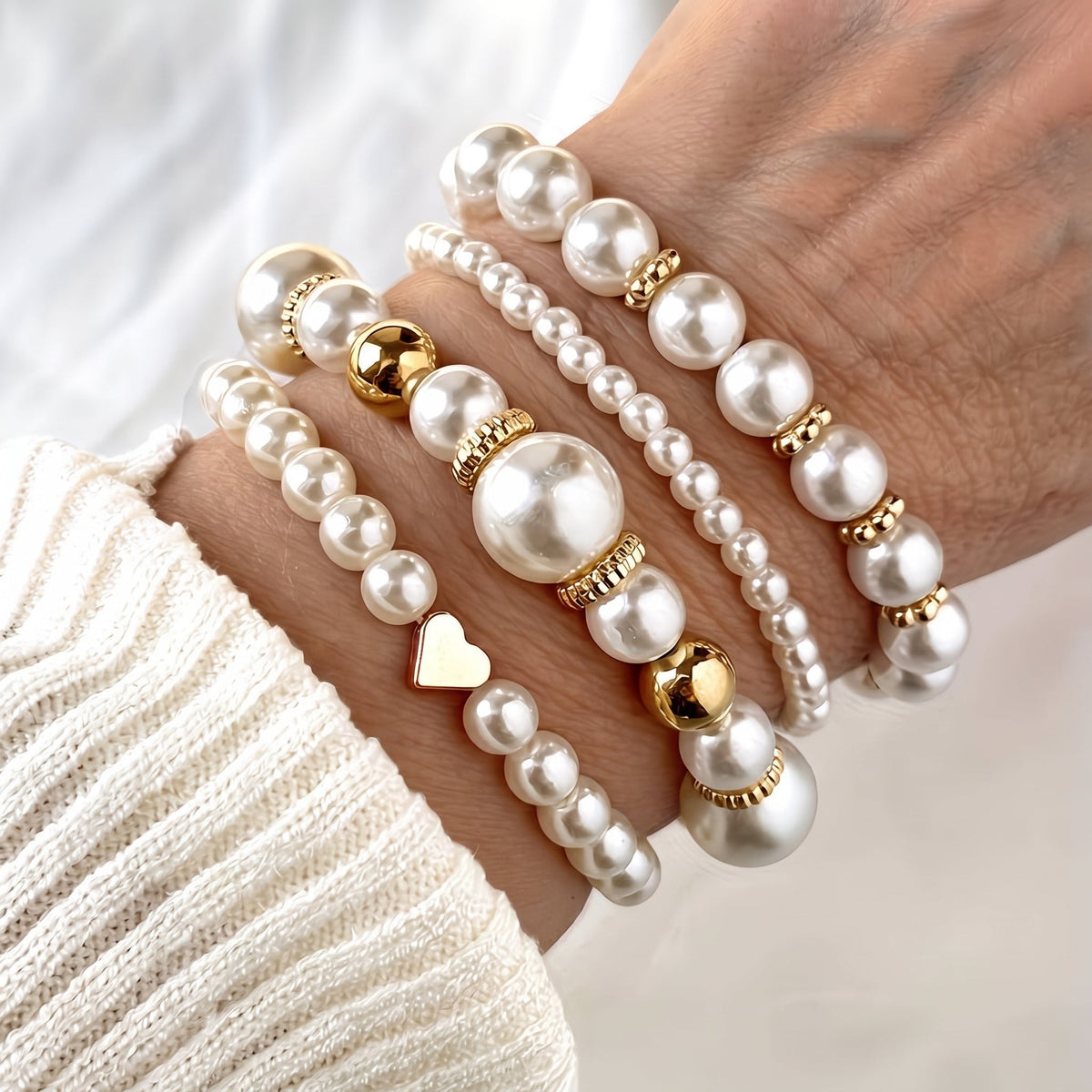 Maisie — Layered Pearl Bracelet Set
