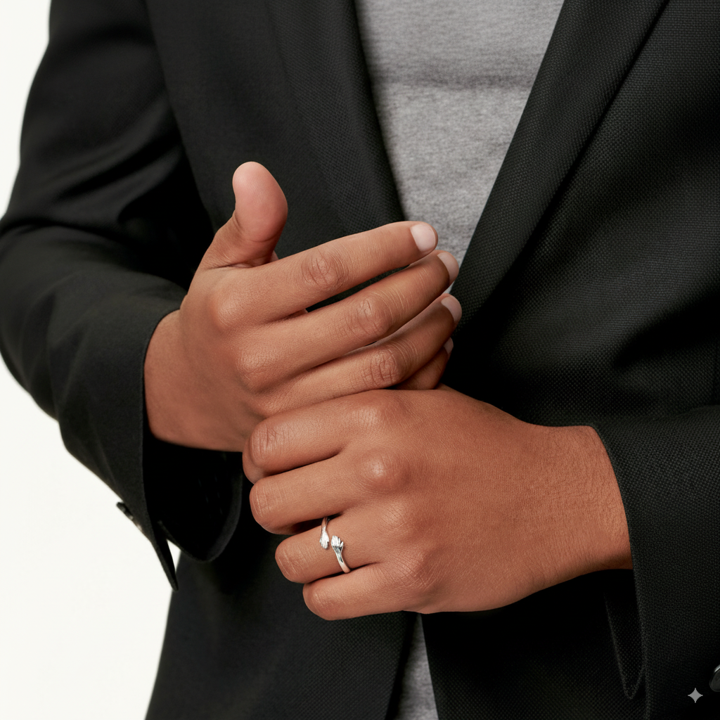 Adjustable Silver Embrace Ring