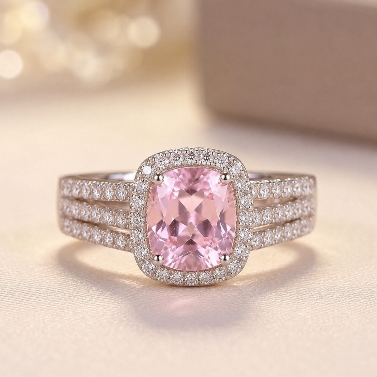 Victoire — Gold Amethyst Halo Ring