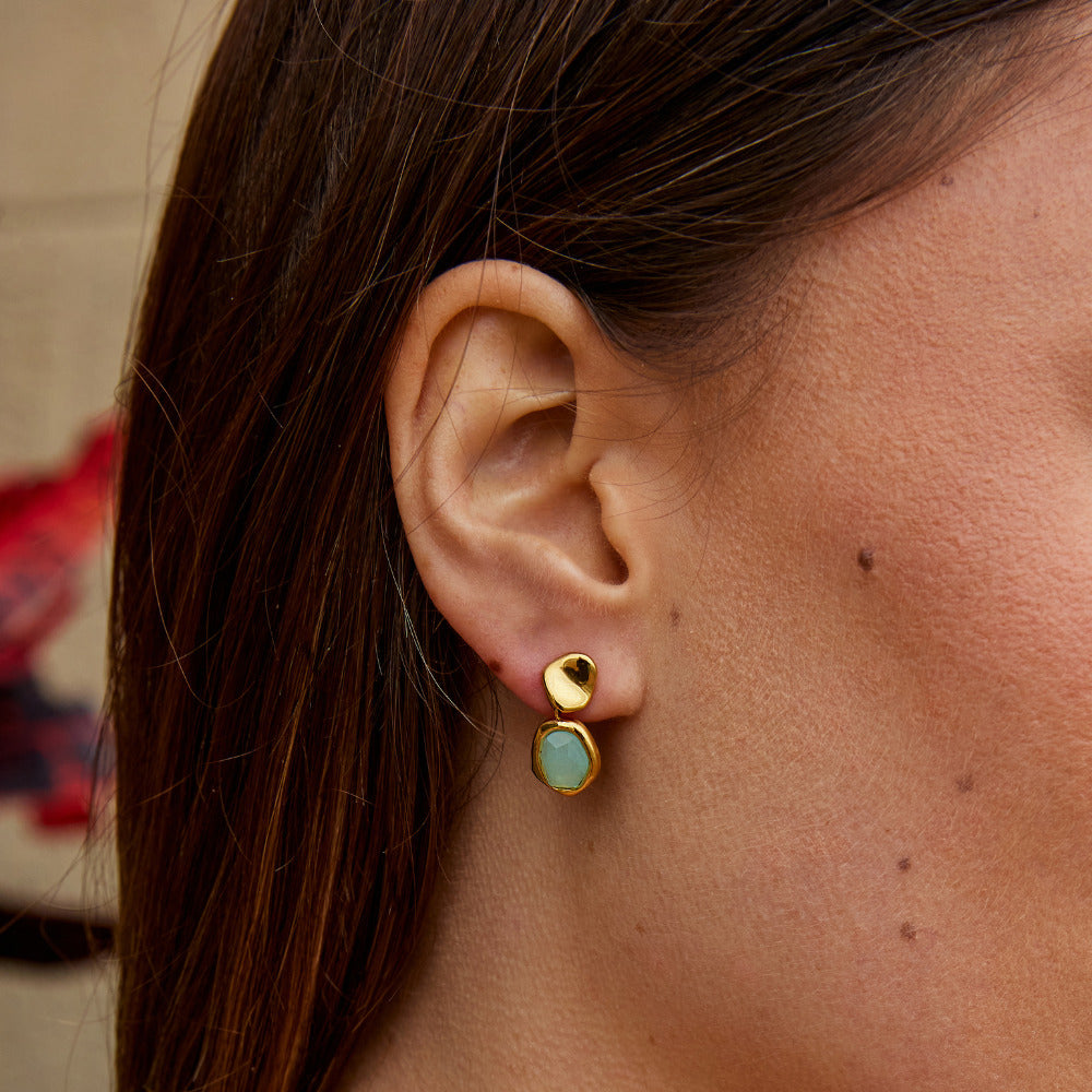 Lucrezia — Gold Aquamarine Drop Earrings
