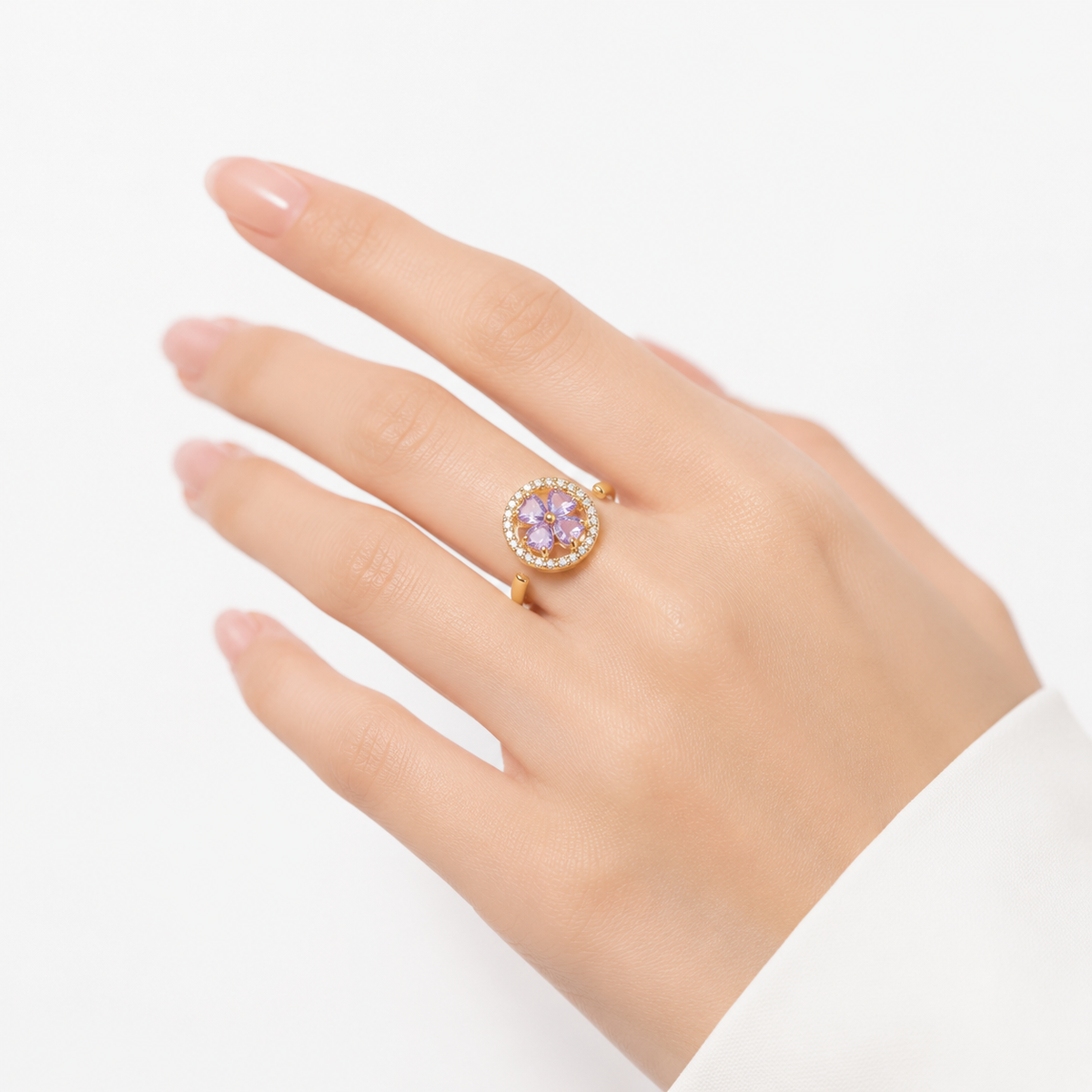 Agathe — Floral Gold Sapphire Ring