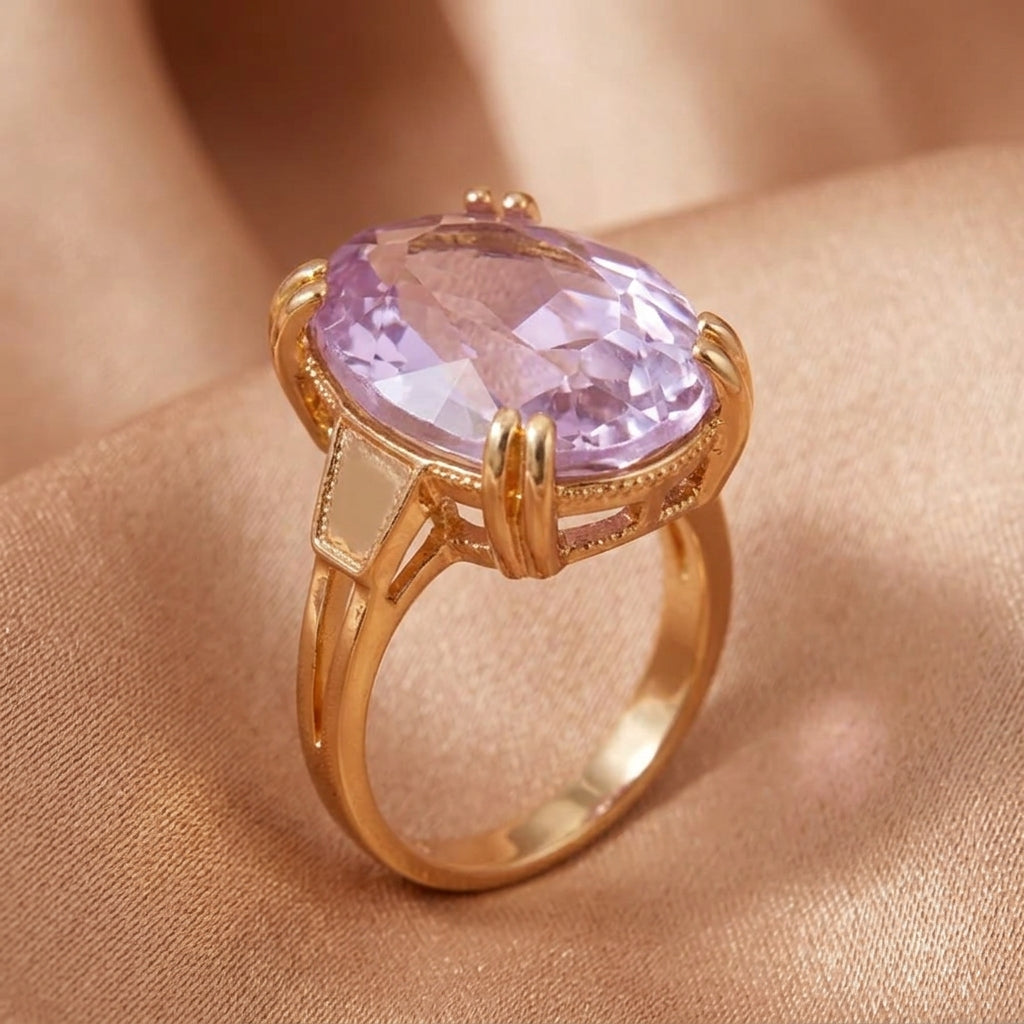 Satu — Minimalist Oval Purple Stone Ring