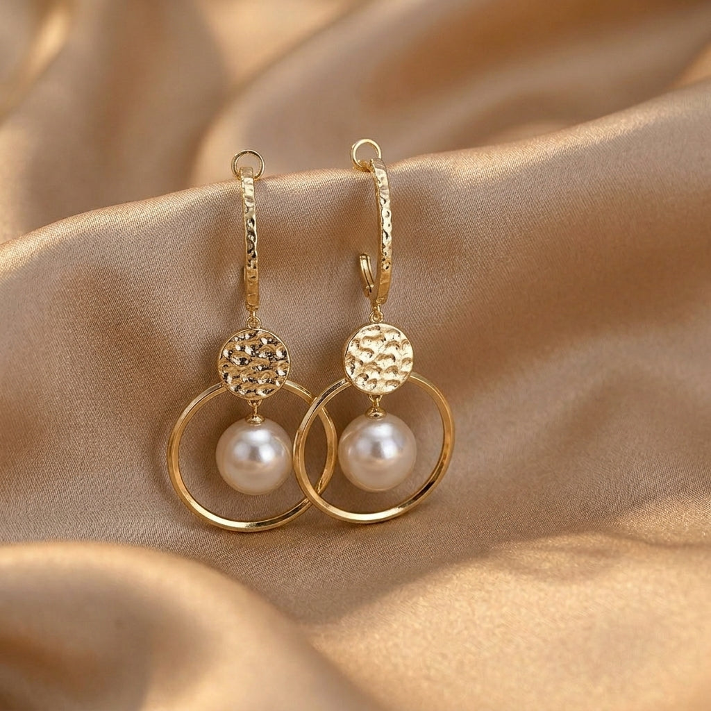 Gianna — Freshwater Pearl & Sparkle Ball Earrings