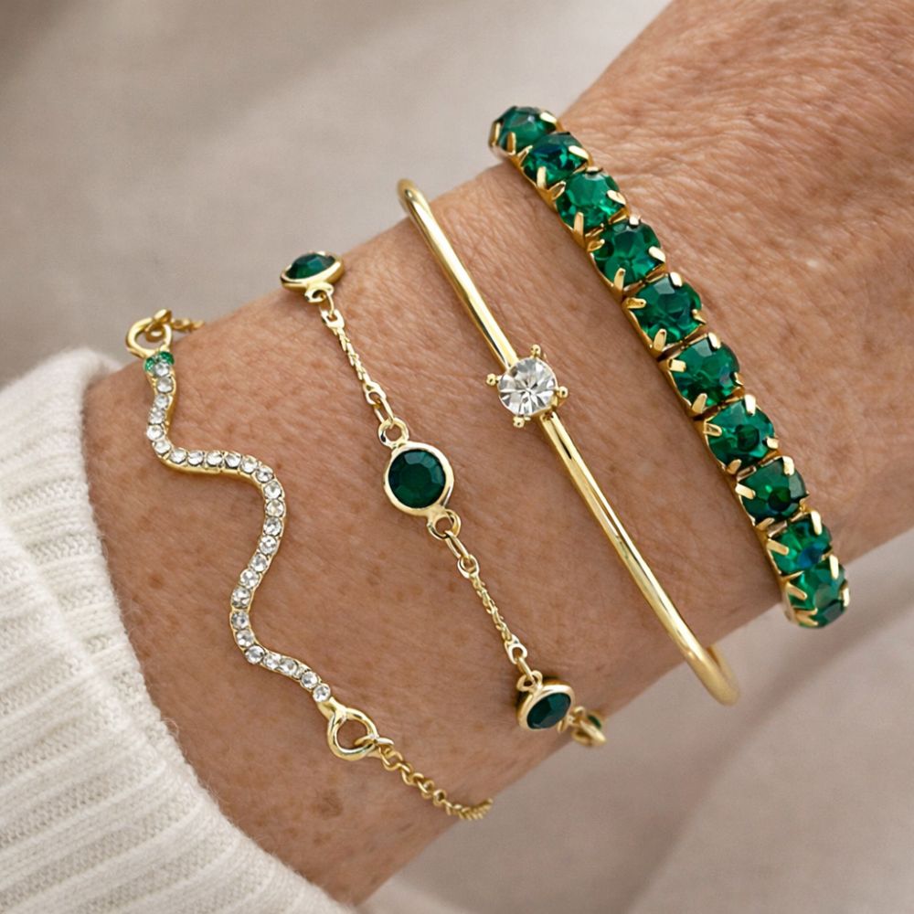 Kalliope — Green Gemstone Bracelet Set